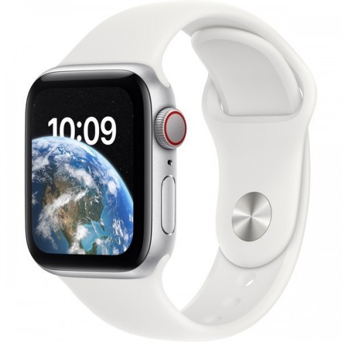 Apple Watch SE (2022) 44mm GPS Aluminium Case Silver (MNJV3) SportBand White EU
